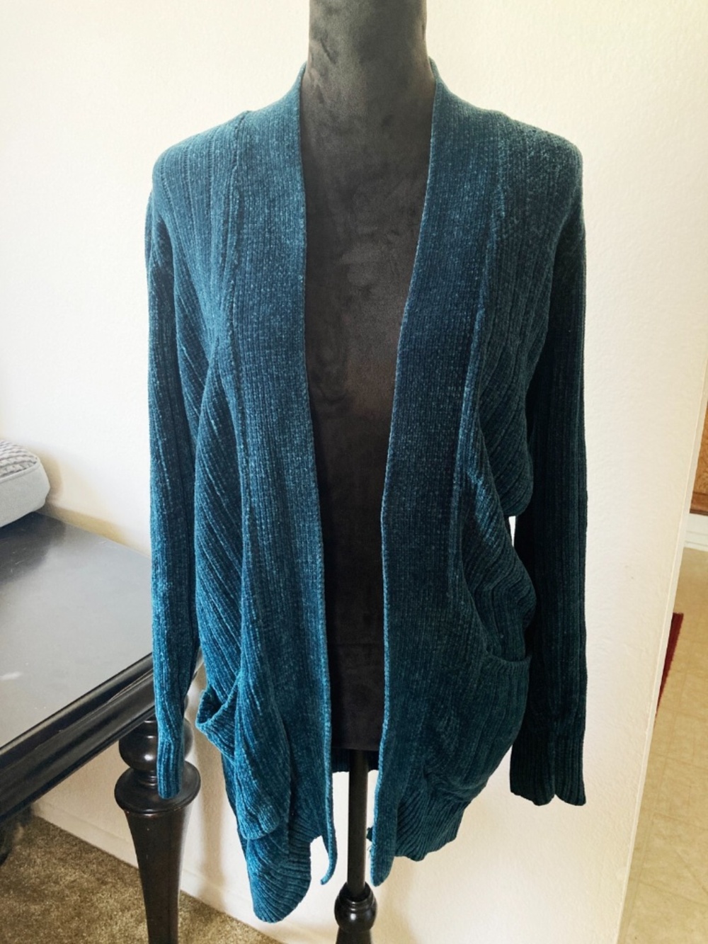 Vintage Indigo Satin Poly Cardigan Women's Medium